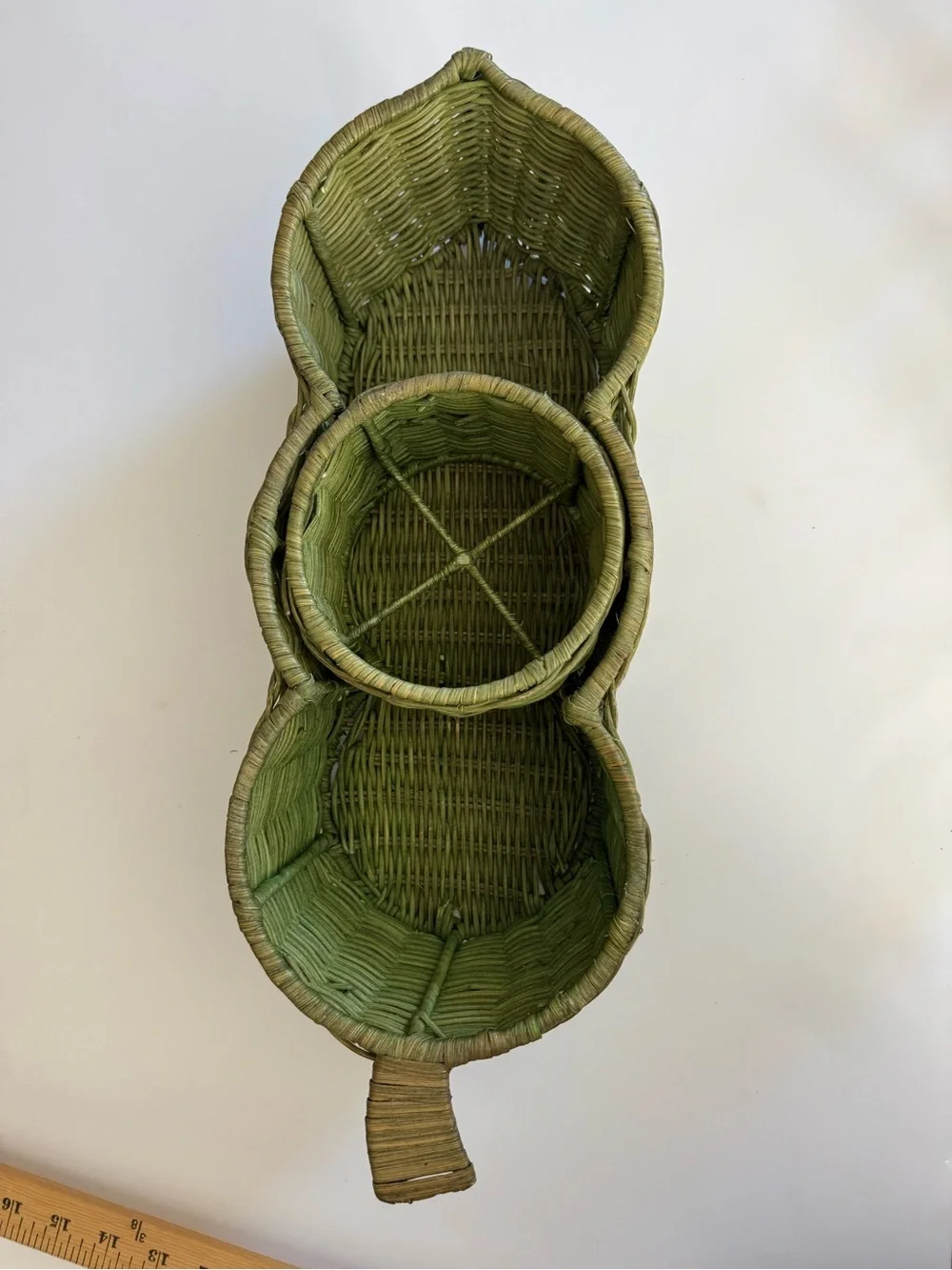 Woven Green Three-Tier Basket Organizer